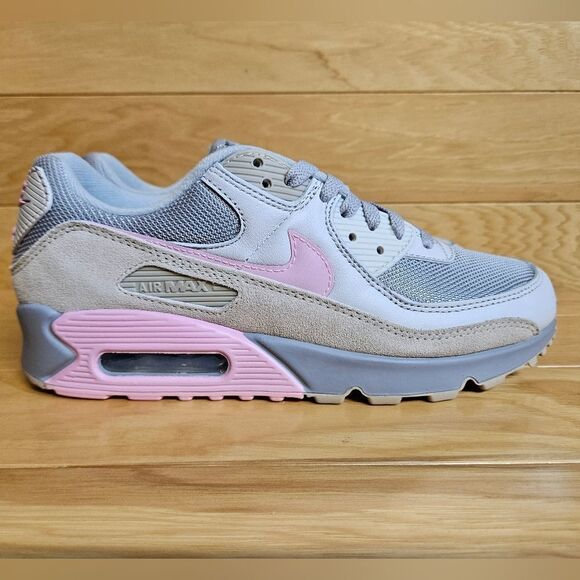 Nike Air Max 90 Vast Grey Pink Wolf Grey Mens Shoe Sneaker CW7483-001 - Picture 1 of 11
